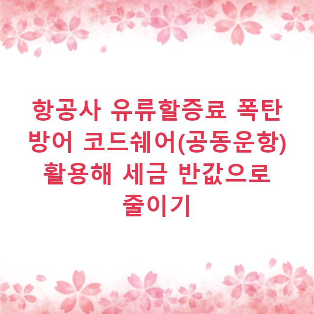 항공사 유류할증료 폭탄 방어 코드쉐어(공동운항) 활용해 세금 반값으로 줄이기