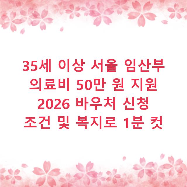 35세 이상 서울 임산부 의료비 50만 원 지원 2026 바우처 신청 조건 및 복지로 1분 컷