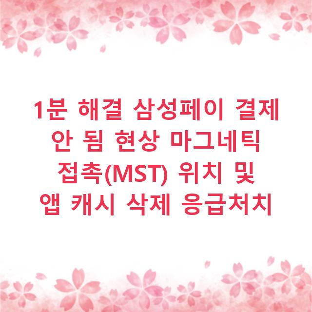 1분 해결 삼성페이 결제 안 됨 현상 마그네틱 접촉(MST) 위치 및 앱 캐시 삭제 응급처치