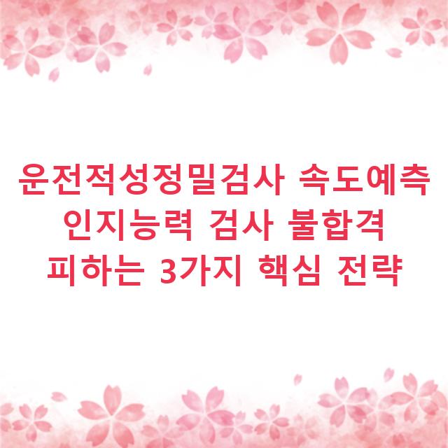 운전적성정밀검사 속도예측 인지능력 검사 불합격 피하는 3가지 핵심 전략